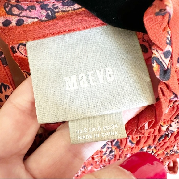 Anthropologie Maeve Darby Women’s Rust Leopard Print Smocked Sleeveless Blouse - Picture 4 of 10